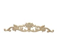 Helilyco Applique florale élégante en bois pour décoration d'intérieur et de meubles, bordure en chêne sculpté avec motif antique, 30 x 7 cm, couleur bois