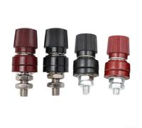 Helilyco Borne de haut-parleur isolée pour M6 M8 à double écrou isolé | Pour filetage M6 et M8, marques de polarité rouges, construction en plastique, kit mixte de 4 pièces, câblage sécurisé