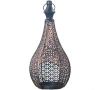 Helilyco Bougeoir en fer du Moyen-Orient fabriqué à la main, lanterne cylindrique légère pour décoration d'étude et de chambre, ornement de 29,5 cm (C)