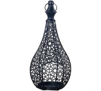 Helilyco Bougeoir en fer du Moyen-Orient fabriqué à la main, lanterne cylindrique légère pour décoration d'étude et chambre à coucher, ornement de 29,5 cm (A)