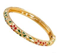 Helilyco Bracelet manchette vintage floral léger 18 g confortable | Finition émaillée vibrante, fleur rétro à cinq pétales, design coloré accrocheur, matériau en alliage, mode pour femme