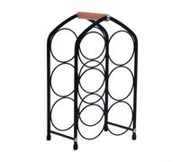 Helilyco Casier à vin pour 6 bouteilles de vin avec poignée en bois - Support moderne en fer pour rangement de vin rouge, décoration de cuisine, bar, taille compacte (B)