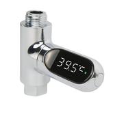 Helilyco Compteur de température d'eau auto-générant avec écran numérique rotatif à 360 °, tuyau de douche de 1,27 cm et douchette à main, surveillance Celsius en temps réel