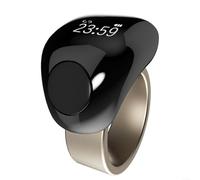 Helilyco Compteur Tasbih rechargeable pour bague avec écran LED, compteur de doigts numérique 45 mAh, perles dhikr électroniques étanches, 22 mm, noir (20 mm/22 mm, doré)