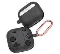 Helilyco Coque en silicone pour AirPods 4 avec mousqueton, compatible avec la recharge sans fil, résistante aux chocs, pochette de protection en noir, gris, rose, blanc