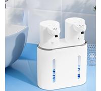 Helilyco Distributeur de savon automatique à double tête - 2 x 400 ml - Machine à mousse sans contact - Support mural pour la maison et le commerce - Blanc