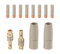Helilyco Ensemble de buses de protection 15AK MIG Torch, 12 gobelets à gaz sans air avec embouts et supports de 06 mm, pièces de soudure anti-scories en alliage d'aluminium