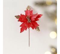 Helilyco Fleurs de Noël artificielles faites à la main pour vase, couronne ou centre de table - 24 x 30 cm - Rose, champagne, rouge, marron, doré