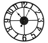 Helilyco Horloge murale d'extérieur rétro créative en fer forgé - Étanche - Design vintage pour extérieur, jardin, balcon, terrasse, décoration d'intérieur (F)