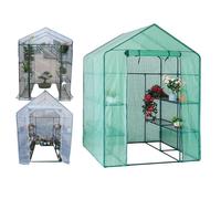 Helilyco Housse de protection pour serre en PVC 143 x 143 x 195 cm pour intérieur ou extérieur Transparent Blanc Vert Options Design convivial