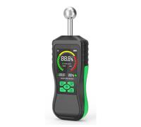 Helilyco Humidimètre sphérique inductif 40 mm Détection de profondeur Testeur non destructif pour bois, maçonnerie, plâtre, béton avec écran LCD rétroéclairé et indicateur tricolore, noir