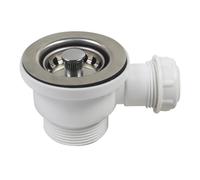 Helilyco Kit de bonde d'évier de cuisine en acier inoxydable 70 mm pour évier à bride PP, compatible avec ouverture d'évier de 47 à 52 mm