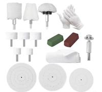 Helilyco Kit de polissage pour métaux 16 pièces | Roues de polissage en coton 20 mm à 100 mm, comprend 2 composés et des gants