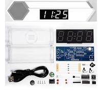 Helilyco Kit d'horloge numérique à monter soi-même avec alarme de température, module d'affichage LED 7 couleurs, DS1302 MCU Electronique Kit d'apprentissage pour étudiants