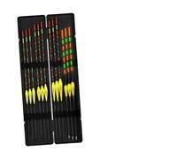 Helilyco Lot de 12 flotteurs de pêche, 9 jours + 3 nuits sensibles en bois avec boîte de rangement, étui de rangement portable pour pêche à la carpe