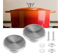 Helilyco Lot de 2 boutons de four de rechange en acier inoxydable pour cocotte et poêle Le Creuset Aldi Lodge