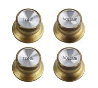 Helilyco Lot de 2 boutons de réglage de volume et de 2 tonalités pour guitare électrique Gibson Les, acrylique et aluminium, noir/doré/marron