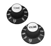 Helilyco Lot de 2 boutons de volume et de tonalité en forme de chapeau de sorcière noir pour guitares électriques, alésage de 6 mm (1 volume + 1 tonalité)