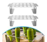 Helilyco Lot de 2 grilles de barbecue en acier inoxydable avec 18 trous anti-adhésifs pour barbecue en extérieur pour poivrons compacts 25,4 x 12 cm Argenté