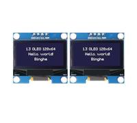 Helilyco Lot de 2 modules d'affichage OLED 1,3" 128 x 64 pixels avec interface I2C IIC SH1106, pilote compatible avec Arduino Raspberry Pi ESP32, bleu