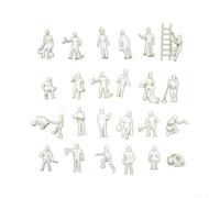 Helilyco Lot de 27 figurines de train en plastique à l'échelle 1:87 Blanc | Ensemble de 27 pièces pour ouvriers blancs, jauge HO/OO, poses debout et assis, échelle et poubelle