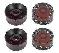 Helilyco Lot de 4 boutons de contrôle de vitesse de guitare de style vintage pour boutons de volume/tonalité en plastique rouge et noir avec grossissement clair