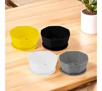 Helilyco Lot de 4 pots de fleurs ronds en plastique avec trous de drainage pour balcon, intérieur et extérieur, décoration de jardin, 16,5 x 20,8 x 9 cm et 12 x 15 x 6,5 cm