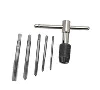 Helilyco M3-M8 Jeu de 6 clés à douille à cliquet réglables avec adaptateur de poignée en T, tarauds et filières métriques en acier inoxydable haute vitesse