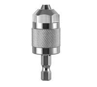 Helilyco Mandrin de forage à trois mâchoires à centrage automatique, tige de 6,35 mm, changement rapide, acier, serrage pour plage de 1,5 à 6,5 mm, argenté