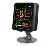 Helilyco Moniteur de qualité de l'air portable 6 en 1 pour mesurer l'humidité et la température du formaldéhyde PM25 TVOC avec chargement USB (noir)