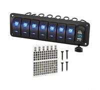 Helilyco Panneau d'interrupteur à bascule 8 interrupteurs avec USB et | Construction ABS/PC, double ports USB, protection contre les surcharges, convient pour camping-car, bateau, camion pour VTT