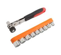 Helilyco Pour jeu de clés à cliquet avec entraînement 1/4", adaptateur de douille 6,35 mm, douilles 5-12 mm, comprend clé à cliquet réversible et porte-embout, main portable