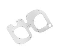 Helilyco Règle de gabarit d'angle arrondi en acier inoxydable pour la découpe artisanale du cuir, la queue de ceinture et la mesure du bracelet de montre, avec guide de poinçonnage de 6,35 mm, argent