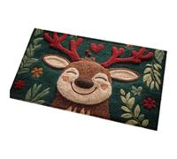 Helilyco Tapis de Noël en imitation cachemire pour paillasson doux et absorbant l'eau, tapis de salle de bain, cuisine, salon, entrée, carré pour rouge, vert, marron, 40 x 60 cm