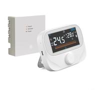 Helilyco Thermostat de chaudière RF sans fil pour Tuya, contrôleur de température ambiante programmable avec bouton, écran LCD, minuterie, interrupteur /H, antigel, blanc