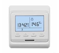 Helilyco Thermostat programmable pour chauffage au sol électrique - Capacité de charge 16 A - Réglable de 0 à 90 °C - Protection IP20 - Boîtier PC ignifuge - Blanc 3 A