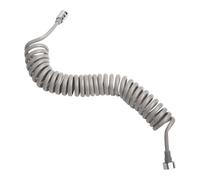 Helilyco Tuyau de douche en polyuréthane à ressort en spirale, ou tuyau flexible extensible de 5 m avec bobine peu encombrante, installation gris/blanc