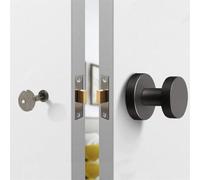Helilyco Verrou de porte invisible pour portes intérieures, serrure latérale simple avec petit trou de serrure et poignée ronde, quincaillerie en alliage de zinc pour chambre à coucher ou porte murale