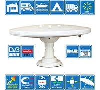 Helio-Magnet amplifiée numérique omnidirectionnelle d'antenne TV HD de Gain Haut 33dB TNT DVB-T2 FM Dab. 12V / 24V pour Camping-Car, Poids Lourd, Camion, Caravane, Bateau ou Camping par Unispectra®