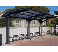 Helios Arredo Urbano Abri à vélos pour collectivités en acier galvanisé et polycarbonate Larus - 1xAT001B + 1xAT001C + 2xAT001P