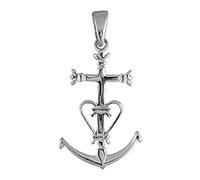 HELIOS BIJOUX Pendentif croix camarguaise gros modèle argent 925‰ rhodié + Certificat d'Authenticité Argent 925‰