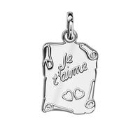 HELIOS BIJOUX Pendentif parchemin je t'aime argent 925‰ rhodié + écrin (offert) + Certificat d'Authenticité Argent 925‰