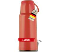 Helios Elegance Bouteille isotherme rouge 1,0 l - 6 h au chaud - Garde les boissons chaudes et froides - Design robuste - Idéal pour les déplacements