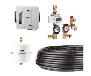 Helios Kit échangeur géothermique sol-saumure - complet avec module échangeur, système hydraulique, commande et collecteur - 02564