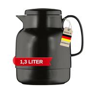 Helios Mondo Bouteille Isotherme Noire 1,3 l - 6 h Chaud - Garde Les Boissons Chaudes et Froides - Ouverture Extra Large pour Un Remplissage Facile - Construction Robuste