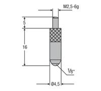 Helios-Preisser Helios-Preisser HM-Insert de mesure M2,5mm Insert à bille 1/8", L 16mm Quantité:1