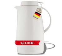 Helios Servitherm - Bouteille Isotherme - Blanc - 1,3 l - 6 h - Garde Les Boissons Chaudes et Froides - Utilisation d'une Seule Main - Design Robuste pour café et thé