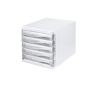 Helit Bloc De Rangement, 5 Tiroirs, Gris Clair / Transparent En Poly...