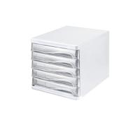 Helit Bloc de rangement 5 tiroirs Format A4/C4 L265×P340×H250 mm Blanc/transparent