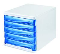 Helit Bloc de Rangement 5 Tiroirs Gris Lumière / Bleu